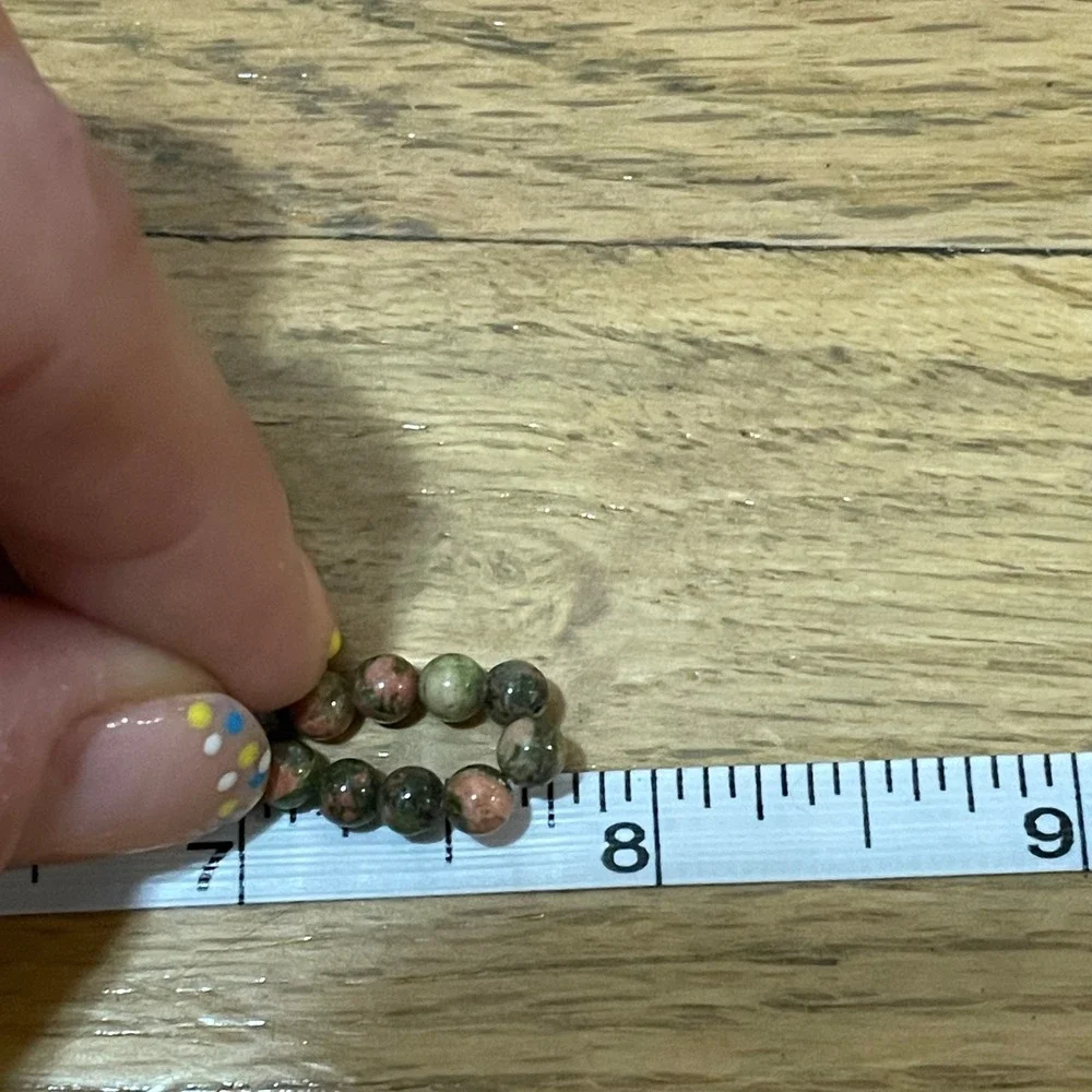 Natural Unakite Gemstone Round Beads Polished Green Pink 2 15.75 Inch Strands